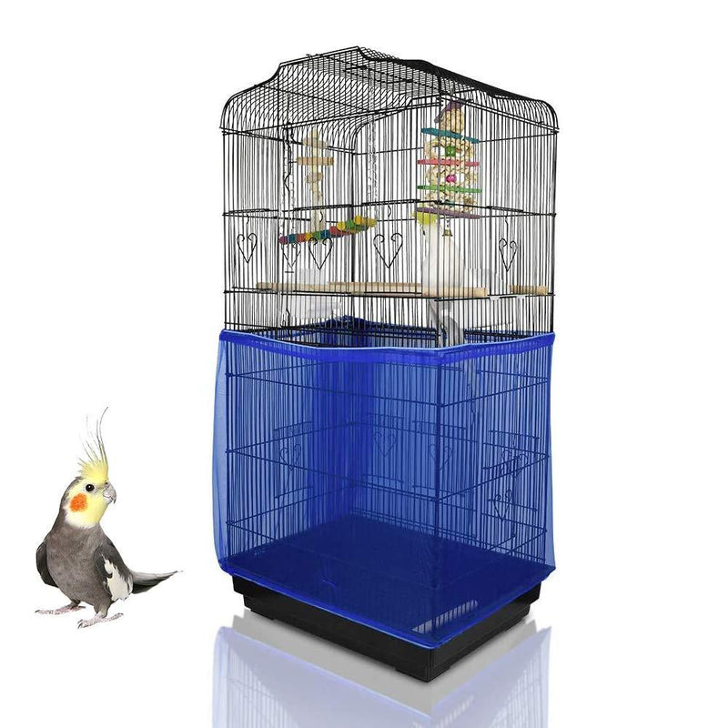 ASOCEA Extra Large Bird Cage Seed Catcher Seeds Guard Skirt Birdcage Nylon Mesh Netting Parrot Parakeet Lovebirds Round Square Cage - Blue (Not Include Birdcage) - PawsPlanet Australia