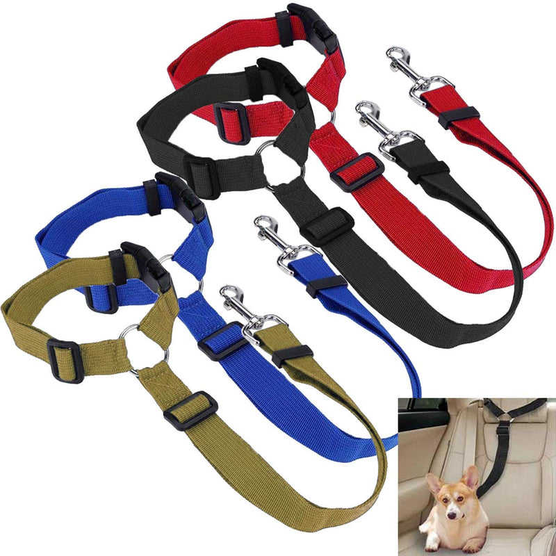 Osuter Double Dog Seatbelt, 4PCS Pet Car Seat Belt Adjustable Multifunctional Dog Harness Belt for Small Medium Large Dogs - PawsPlanet Australia