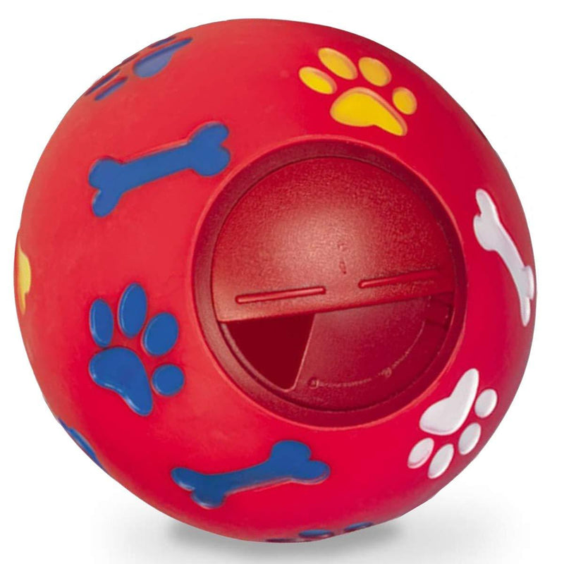 BDUK Dog Toy Ball Durable Rubber IQ Interactive Food Dispensing Snack Ball Pet Treat Feeder Tooth Cleaning Ball Toy Pet Exercise Game Ball Training Chasing and Treating Toy for Dog and Cat (Red) Red - PawsPlanet Australia