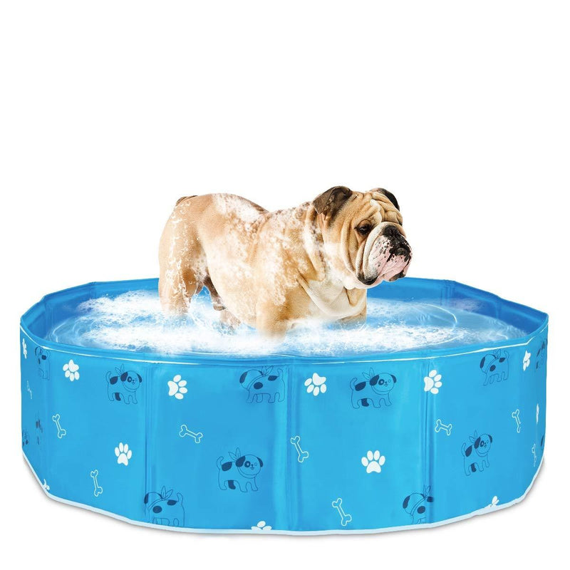 Josopa Dog Pool, Foldable Pet Bath Water Pool Outdoor Swimming Playing Pond Portable PVC Bathing Tub, Folding Kiddie Pool for Dogs Cats and Kids 80*20 A - PawsPlanet Australia