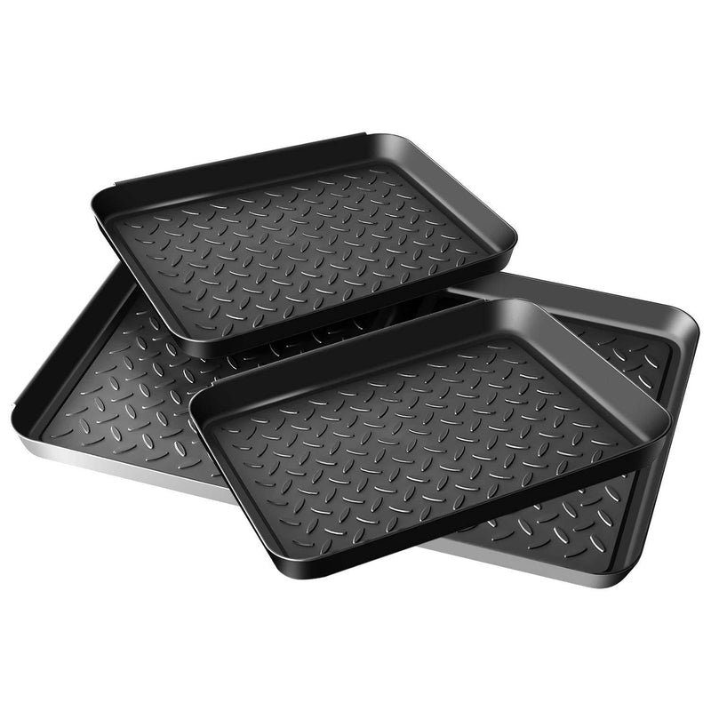 Enyeezion Boot Tray - 4 PCS Heavy Duty Shoe Mat Trays, Dog Bowl or Cat Bowl Mats Trap Mud, Water and Pet Food Mess to Protect Floors (Black) Black - PawsPlanet Australia