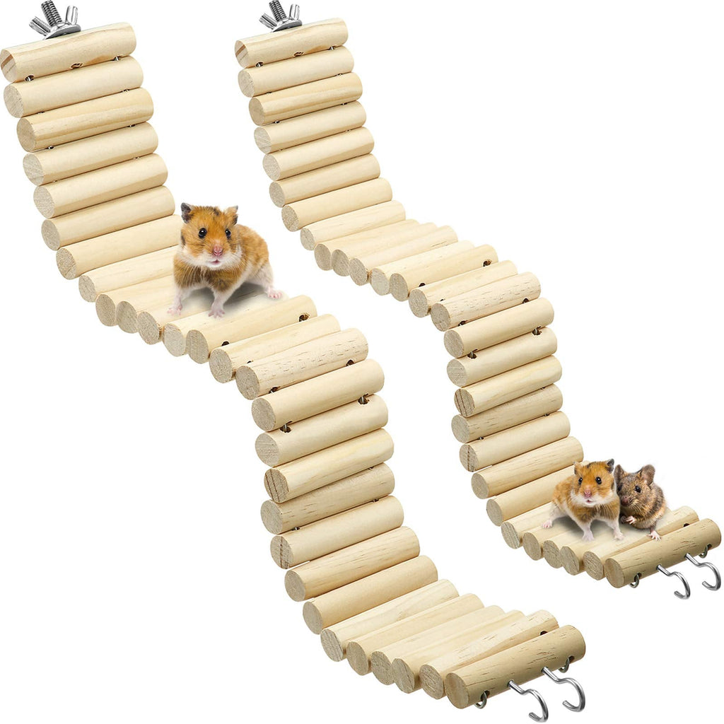 Sumind Wooden Pet Ladder Bridge 2 Pieces Soft Animal Bridge (Wooden Color) Wooden Color - PawsPlanet Australia