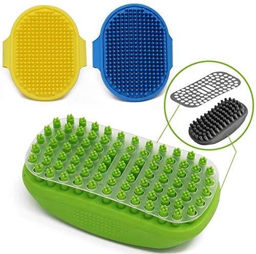 alouweekuky Pet Bath Massage Brush, 3 Pcs Grooming Brush, Rubber Shampoo Brush Set, for Dogs and Cats with Short or Long Hair - PawsPlanet Australia