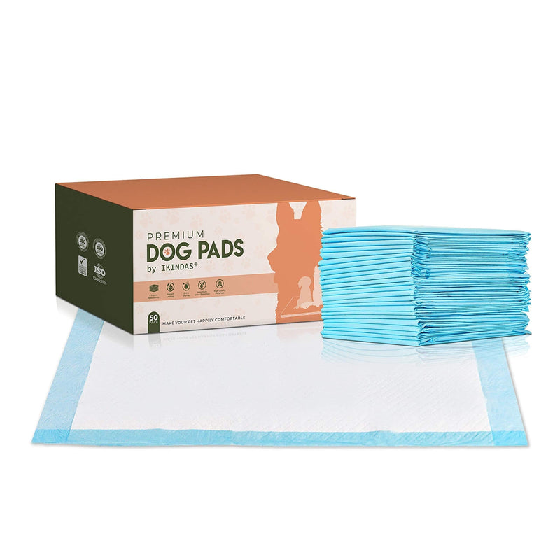 IKINDAS Puppy and Dog Training Pads | Super Absorbent | 5 Layers To Protect Your Floor and Carpet. Great For All Ages, Dog Sizes, and Environment | Pack of 50. - PawsPlanet Australia