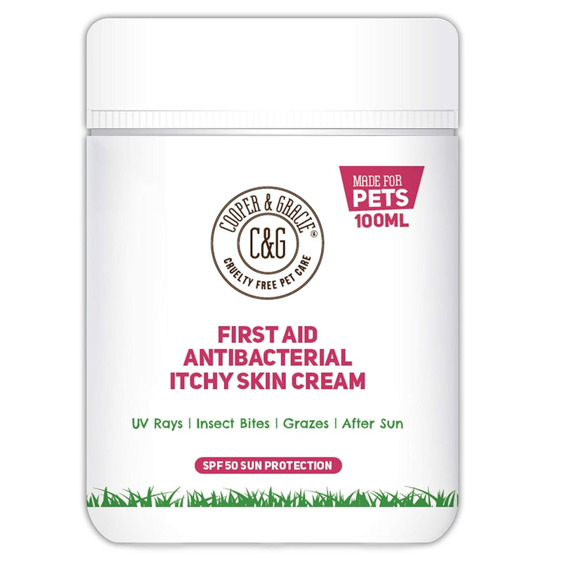 C&G PETS | FIRST AID ANTIBACTERIAL ITCHY SKIN CREAM WITH SPF 50 | 100% NATURAL ESSENTIAL OIL | MAINTAINS CRACKED ITCHY SKIN |LICK SAFE NON TOXIC NON IRRITANT |HIGHLY ABSORBENT SUN CREAM FOR DOGS 100ML - PawsPlanet Australia