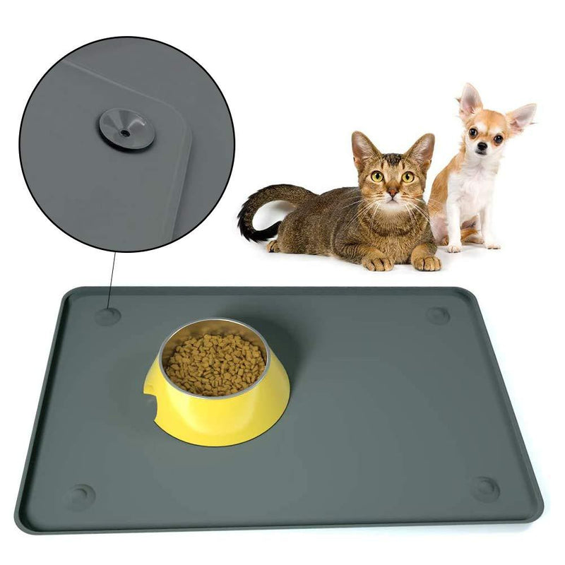 Pet Feeding Mat - Silicone Dog Cat Bowl Mat Food Bowl Mat Feeding Tray FDA Grade Silicone Raised Lip Non Spill Large Waterproof & Anti-slip Food Grade Mat with Suction Cup Waterproof Washable - PawsPlanet Australia