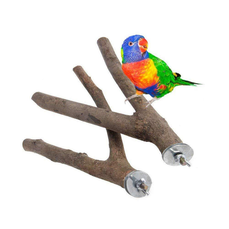 Fushida 2 pcs Natural Wood Bird Y Perches, Budgie Parrot Toys, Birdcage Stand Perches (S) - PawsPlanet Australia