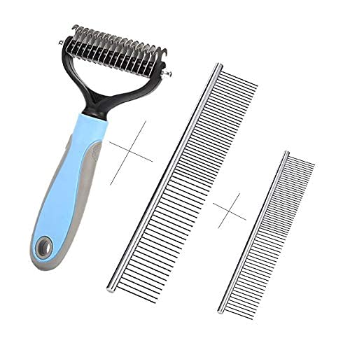 DBAILY Pet Dematting Comb, Pet Steel Comb Double-Side Blue Tool Grooming Rake For Dogs Cats Other Pets With Different Lengths of Hair - PawsPlanet Australia