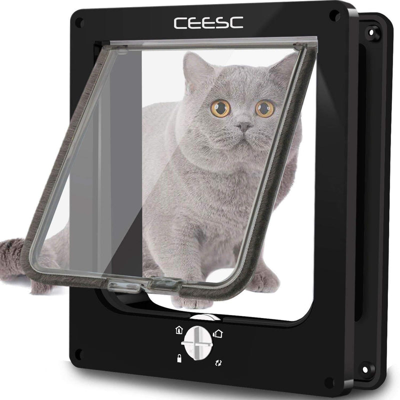 CEESC Large Cat Flap (Outer Size 11.6" x 9.8"), Rotary 4 Way Locking Cat Flap Door for Interior Exterior Doors, Weatherproof Pet Door for Cat & Doggie with Circumference < 24.8",Upgraded Version - PawsPlanet Australia