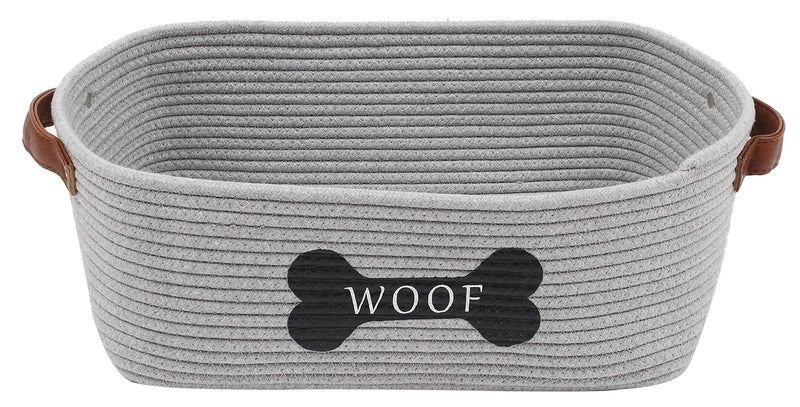 Morezi Durable cotton dog toy basket with handle, toy dog storage, doggie toy bin - Perfect for carry small dog puppy toys, blankets, chew toy, leashes and stuff - Gray - PawsPlanet Australia