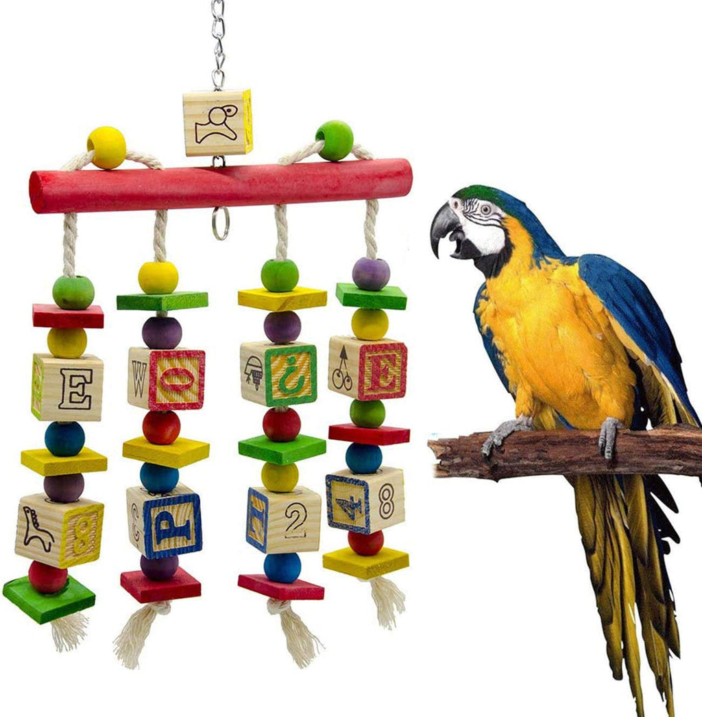 Wonninek Colourful Parrot Toys Stand Swing Toys Large Parrot Educational Toys Parrot Chewing Toys Cage Bite Toys for African Grey Macaws Cockatoos - PawsPlanet Australia