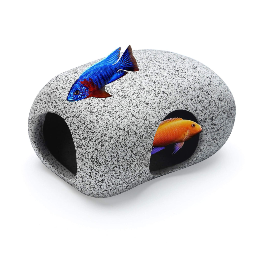 SpringSmart Aquarium Hideaway Rocks for Aquatic Pets to Breed, Play and Rest, Safe and Non-Toxic Ceramic Fish Tank Ornaments, Small Decor Rocks for Betta (3.7"x2.7"x2"(1 pc)) 3.7"x2.7"x2"(1 pc) - PawsPlanet Australia