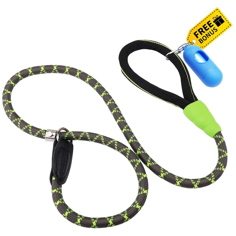 morpilot Slip Lead for Dogs, Durable Nylon Dog Leads Slip Rope, Adjustable Training Dog Lead with Soft Handle, Strong Dog Leash Suitable for Small, Medium and Large Dogs, Fluorescent Green (Size S) Small (10 mm) - PawsPlanet Australia