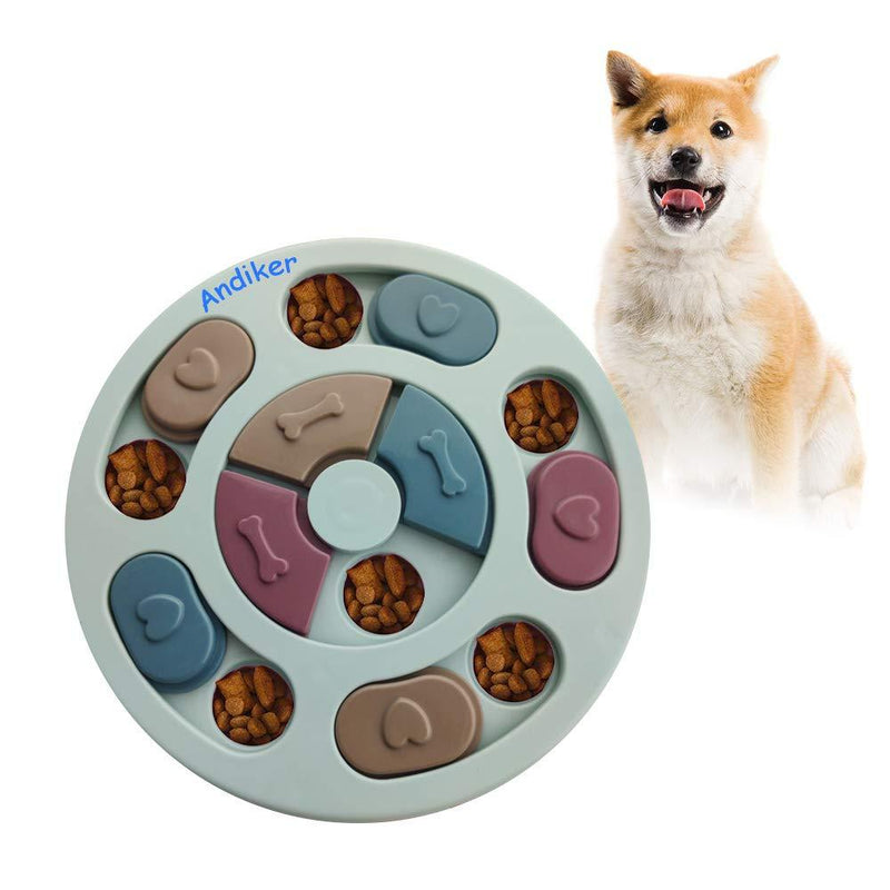 Andiker Round Dog Puzzle Feeder Toy, Durable Dog Interactive Toy, Dog Brain Games, Improving IQ (Blue) Blue - PawsPlanet Australia