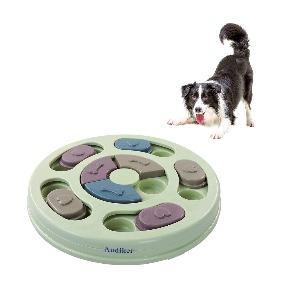 Andiker Round Dog Puzzle Feeder Toy, Durable Interactive Dog Activity Toy, Dog Training Brain Games - PawsPlanet Australia