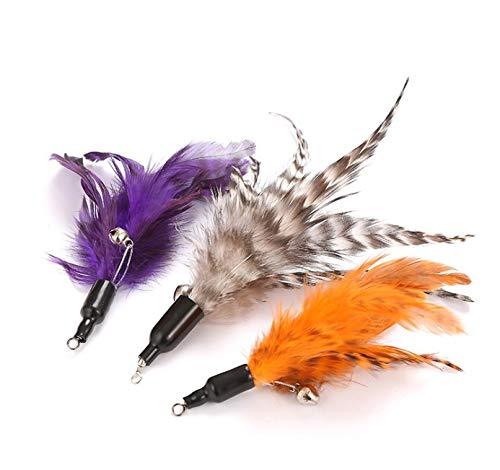 Xfantong Cat Feather Toys, Feather Spinning Attachment Fits Interactive Cat Stick Teaser for Pet Kitten Interactive 3 Colourful Replaceable Kitten Feather Toys - PawsPlanet Australia