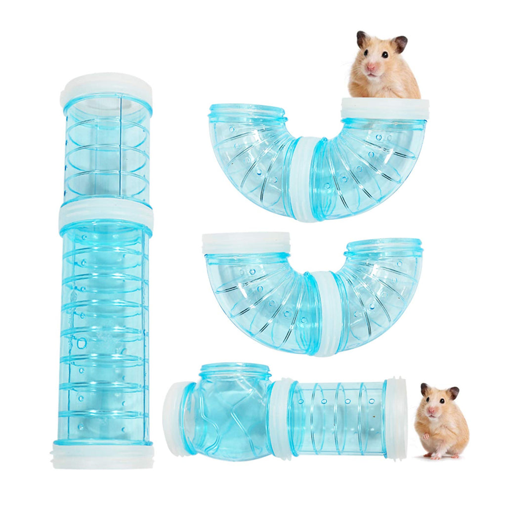 WishLotus Hamster Tubes, Adventure External Pipe Set Transparent Material Hamster Cage & Accessories Hamster Toys to Expand Space DIY Creative Connection Tunnel Track Rat Toy (Blue) Blue - PawsPlanet Australia