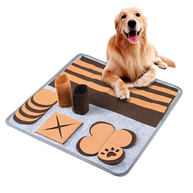 Furpaw Dog Snuffle Mat, Washable Pet Snuffle Mat Dog Puzzle Toys, Fun Foraging Interactive Dog Game Toy for Relieve Boredom – Brown - PawsPlanet Australia