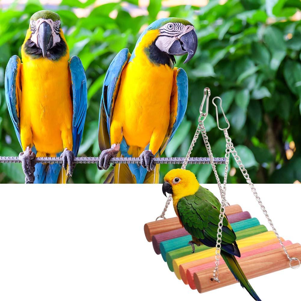 Minjie Pet Bird Parrot Swing Ladder-Pet Playing Cage Toy,Hammock Swing Hanging Chinchilla Squirrel Color Hanging Chain Swing(M) - PawsPlanet Australia