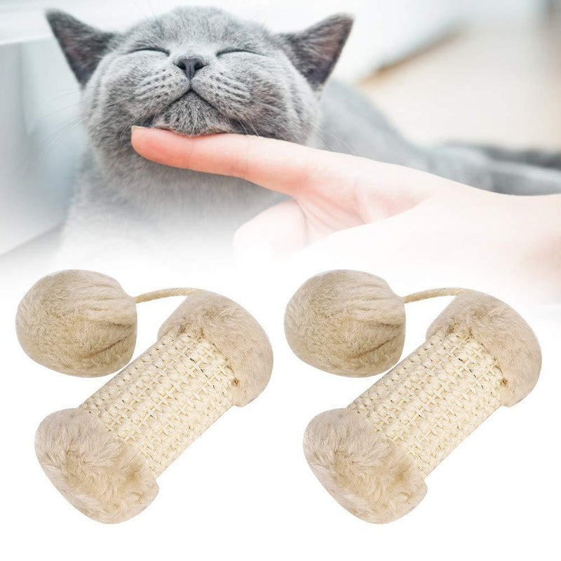 2Pcs Pet Favorites Furry Rattle Ball Cat Toy Pet Sisal Hemp Stand Column and Plush Ball Interaction Tease Cat Training Playing Toy Supp - PawsPlanet Australia