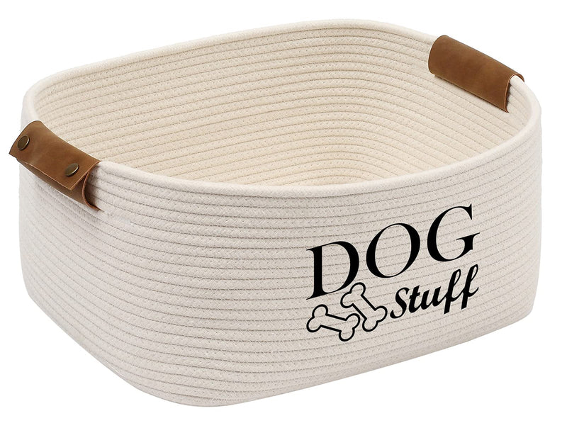 Durable Cotton rope dog toy storage, large dog bin, pet bed, puppy toy box - Perfect for organizing pet toys, blankets, leashes, clothing and any doggie stuff - Beige - PawsPlanet Australia