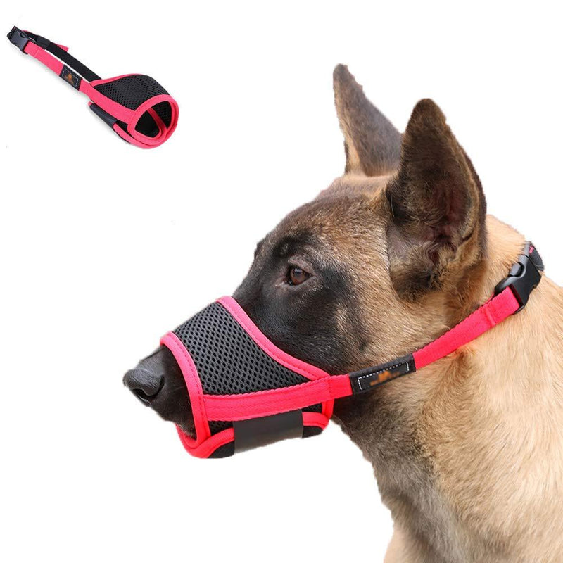 Afocuz Pet Dog Breathable Mesh and Durable Nylon with Adjustable Loop and Soft Pad Anti Barking and Chewing Small Red - PawsPlanet Australia