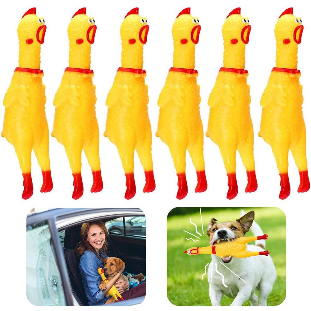 YUESEN Rubber Screaming Chicken Toy Yellow Rubber Squaking Chicken Toy Novelty Durable Rubber Chicken for Kids,Shrilling Decompression Tool Gadgets - 6 Pcs - PawsPlanet Australia