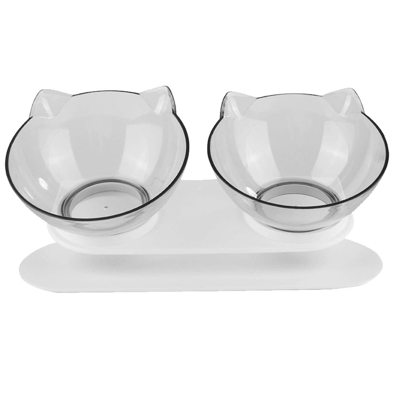 Cat Bowls, Double Cat Bowl Dog Feeder with 15° Tilted Raised Stand, Cat Feeding Bowl, Anti-skid Anti-spill , Anti Vomiting, Protect Vertebra Pet Food Water Bowl for Cats and Small Dogs Puppy Dish Transparent - PawsPlanet Australia