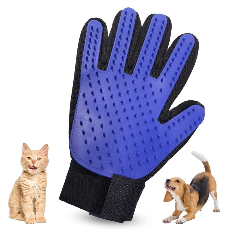 NA Pet Grooming Glove - Pet Hair Remover Mitt - Moulting - Deshedding Brush Glove - Soft Silicone Tips for Gentle Massage – For Cats & Dogs with Long & Short Fur (Blue, Right) Blue - PawsPlanet Australia