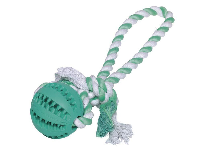 Nobby 61218 Solid Rubber Ball with Rope Dental Line 222 g - PawsPlanet Australia