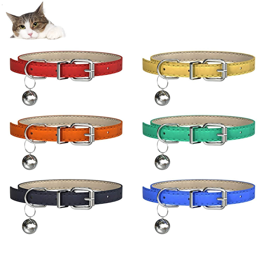 YHmall 6 Pack Reflective Cat Collars with Bells and Quick Safety Release Cat Collars Adjustable 19-32cm for kitten A7 - PawsPlanet Australia