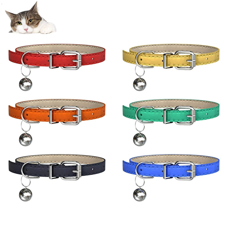 YHmall 6 Pack Reflective Cat Collars with Bells and Quick Safety Release Cat Collars Adjustable 19-32cm for kitten A7 - PawsPlanet Australia