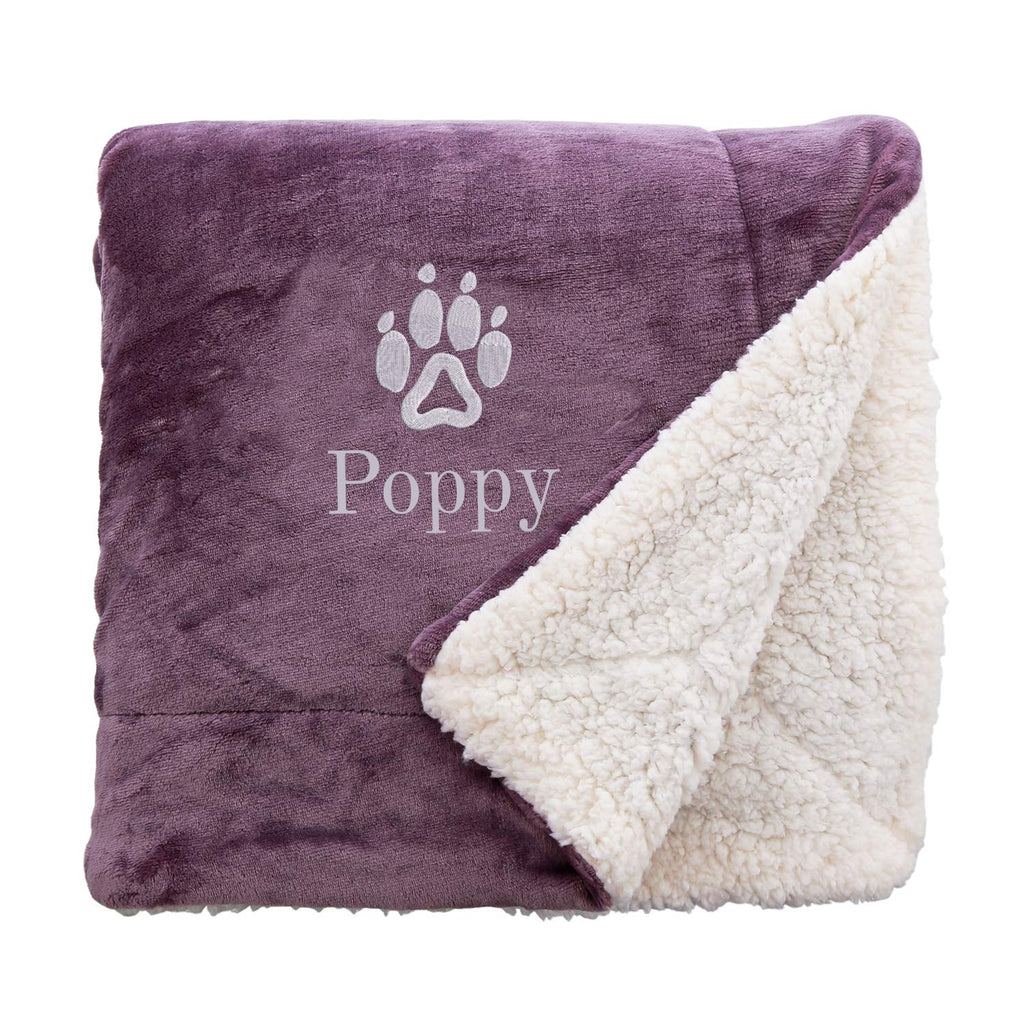 aztex Personalised Dog Bed Sherpa Blanket/Throw, 70cm x 110cm, Small Sherpa, Lavender - PawsPlanet Australia