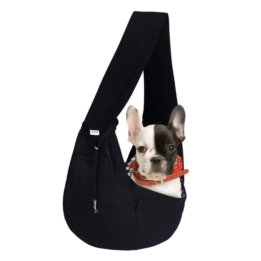 FDJASGY Small Pet Sling Carrier-Hands Free Reversible Pet Papoose Bag Tote Bag with a Pocket Safety Belt Dog Cat for Outdoor Travel Black - PawsPlanet Australia