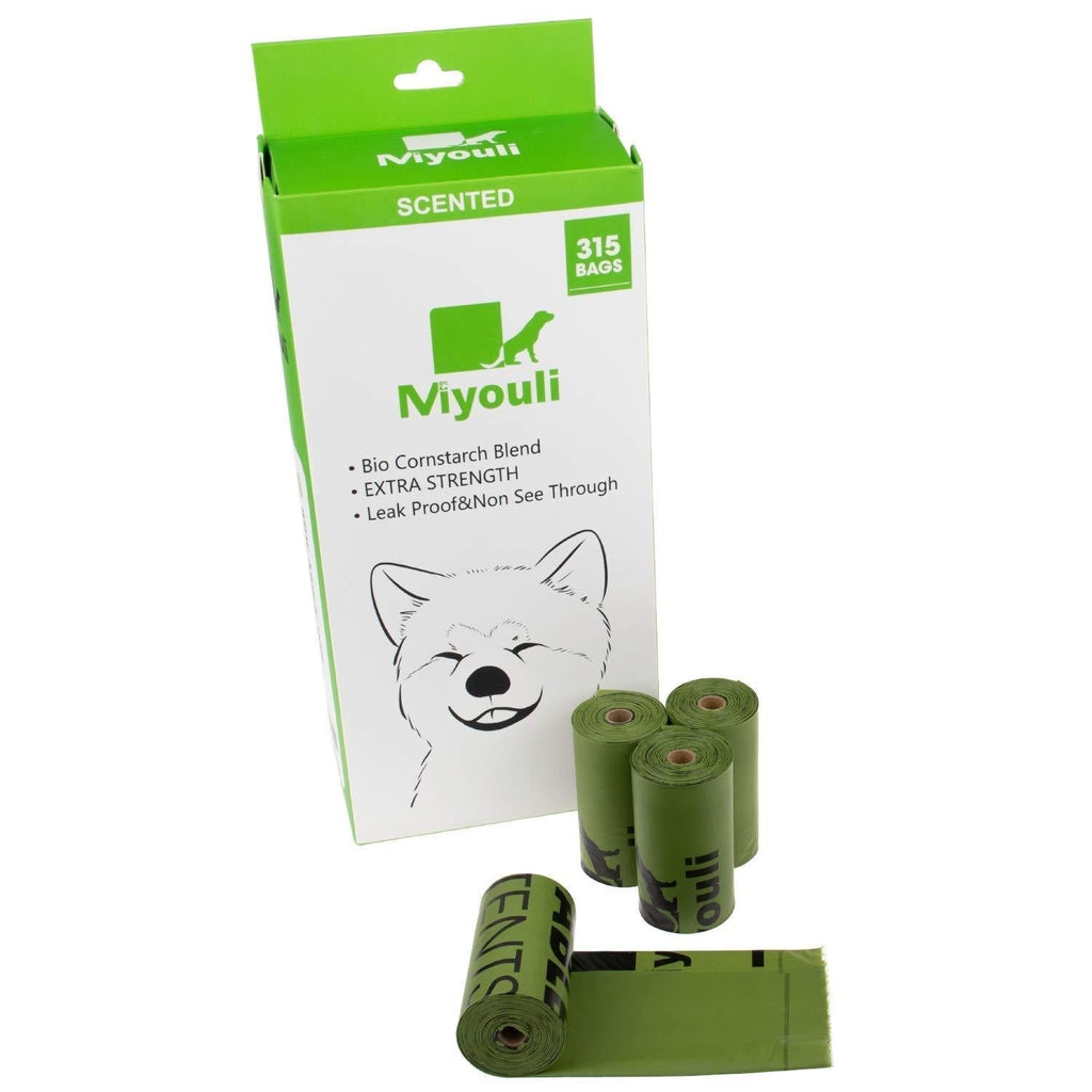 Miyouli Dog Poop Bags.Bio Corn Starch Blend.ECO-FRIENDLY.Extra Strength100%LeakProof.315pcs for 21rolls，Ocean Wind-Scented Scented Green - PawsPlanet Australia
