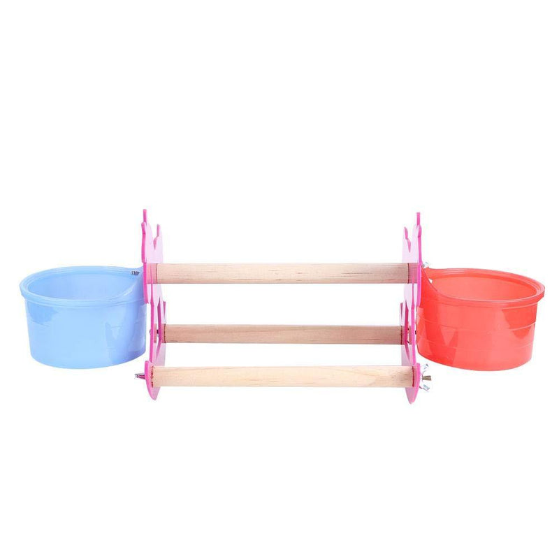 Parrots Toy, Pet Parrots Acrylic Stand Bar Nibble Chewing Cage Toy Rocking Chair Wooden Horse with 2 Feeding Cups - PawsPlanet Australia
