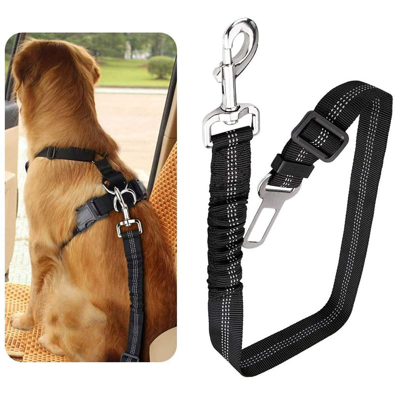 YUIP 1 Pack Car Seat Belt for Pets, Adjustable Safety Heavy Duty elastic Leads Harness for Cars with Elastic Nylon Bungee Buffer, Seat Belt Dog Car Safety Harness Restraint (Black) - PawsPlanet Australia