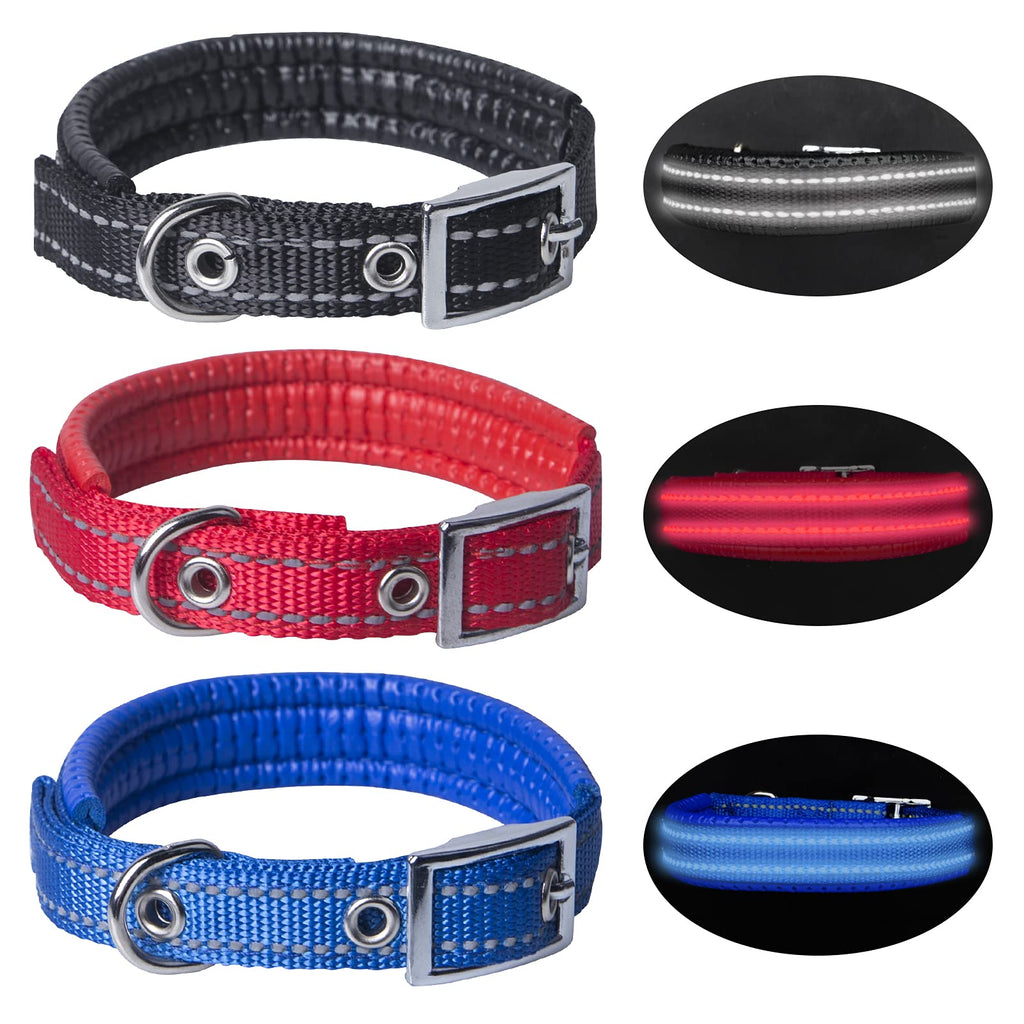Hywean 3pcs Adjustable Reflective Dog Collars Padded Soft Cosy Breathable Collar for Small Medium Large Dog - PawsPlanet Australia
