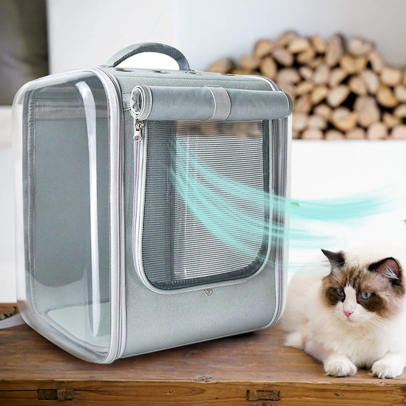 aleawol Cat Backpack Carrier Large Foldable Pet Carrier Backpack Space Capsule for Cats Small Dogs Puppy, Transparent Spacious Cat Carrier Rucksack with Great Ventilation for Travel Camping Hiking 36x30x40cm Gray - PawsPlanet Australia