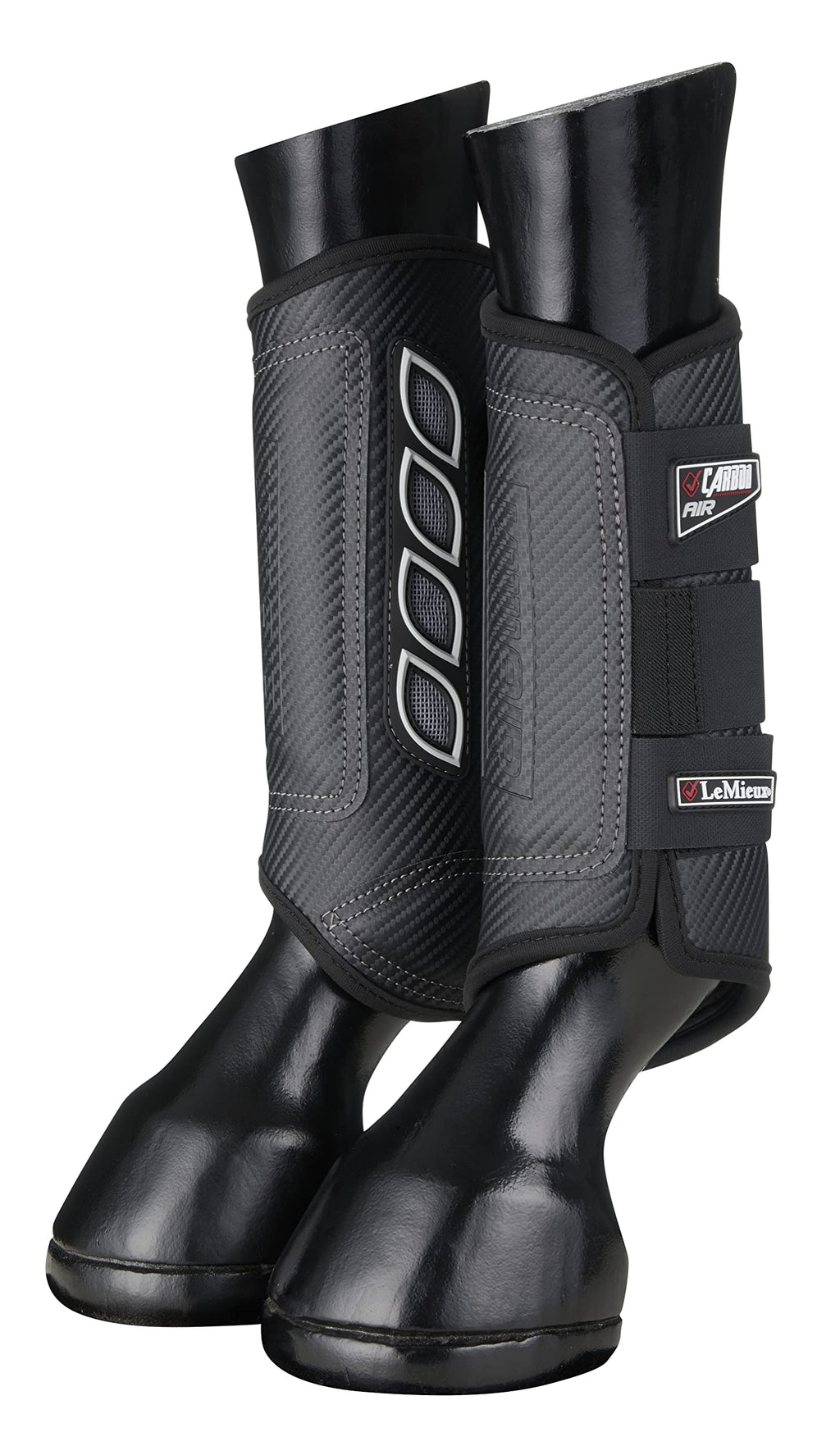 LeMieux Carbon Air XC Horse Boots with Fully Vented Tendon Support, Polycarbonate Strike Guard & Perforated EVA Lining - Cross Country Small Front Black - PawsPlanet Australia