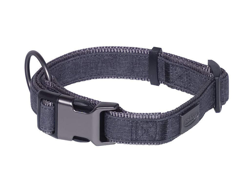 Nobby Linen Deluxe Collar Black/Grey L 40-55 cm W 25 mm L: 40-55 cm, B: 25 mm - PawsPlanet Australia