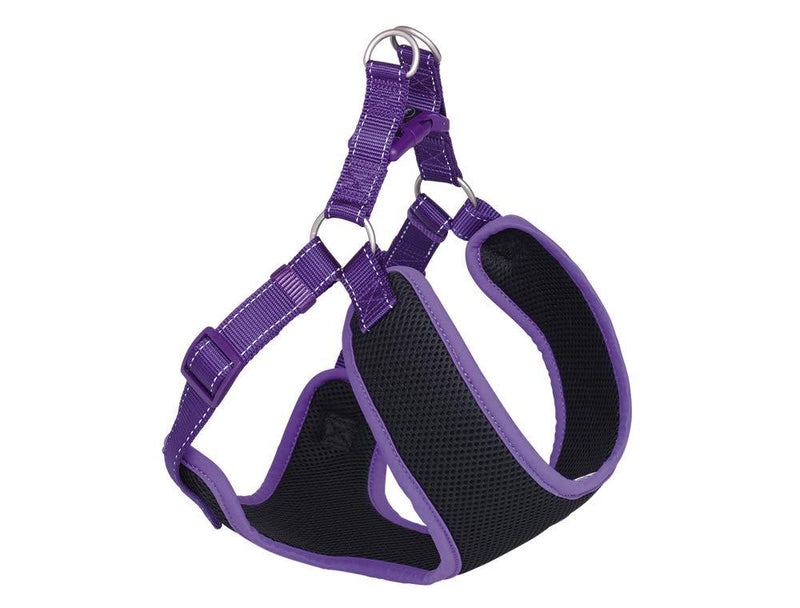 Nobby Black Mesh Reflect Harness Purple L 28-33 cm + 32 cm W 10 mm L: 28-33 cm + 32 cm, B: 10 mm - PawsPlanet Australia