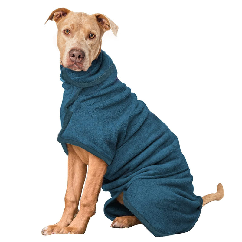 PETTOM Dog Drying Coat Small, Microfibre Dog Towelling Drying Robe Adjustable Collar & Waist Dog Dressing Gown for Cat Puppy Small Dog, Dog Dry Bag Dog Bathrobe Small- Blue, S - PawsPlanet Australia