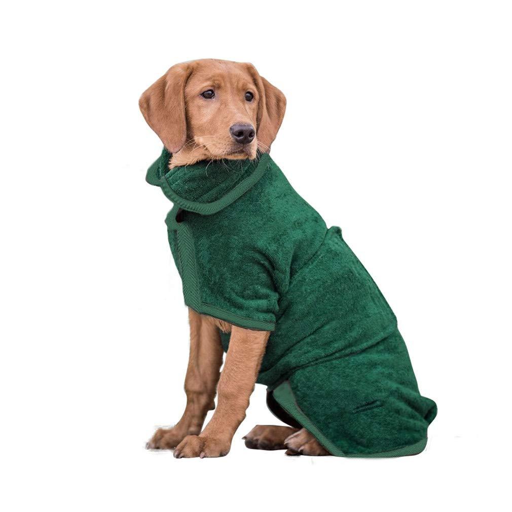PETTOM Dog Bathrobe Microfiber Drying Coats for Medium Dogs, Fast Drying Super Absorbent Adjustable Dog Towelling Robe for Bathing Swimming or Rainy Walking, Green M - PawsPlanet Australia