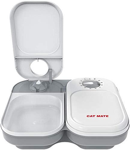 Cat Mate C200 2 Meal Automatic Pet Feeders for Cats or Small Dogs with optional Stainless Steel bowl inserts available separately (2 Bowl Feeder) 2 Bowl Feeder - PawsPlanet Australia