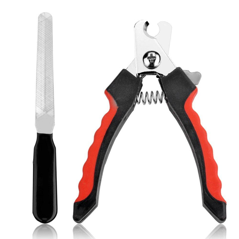 Flexzion Dog Cat Nail Clipper and Trimmer, Pet Toe Claw Scissor Grooming Tool with Stainless Steel Blades File Easy Grip Handle Safety Guard Avoid Overcutting for Small Medium Large Breed Puppy, Red - PawsPlanet Australia