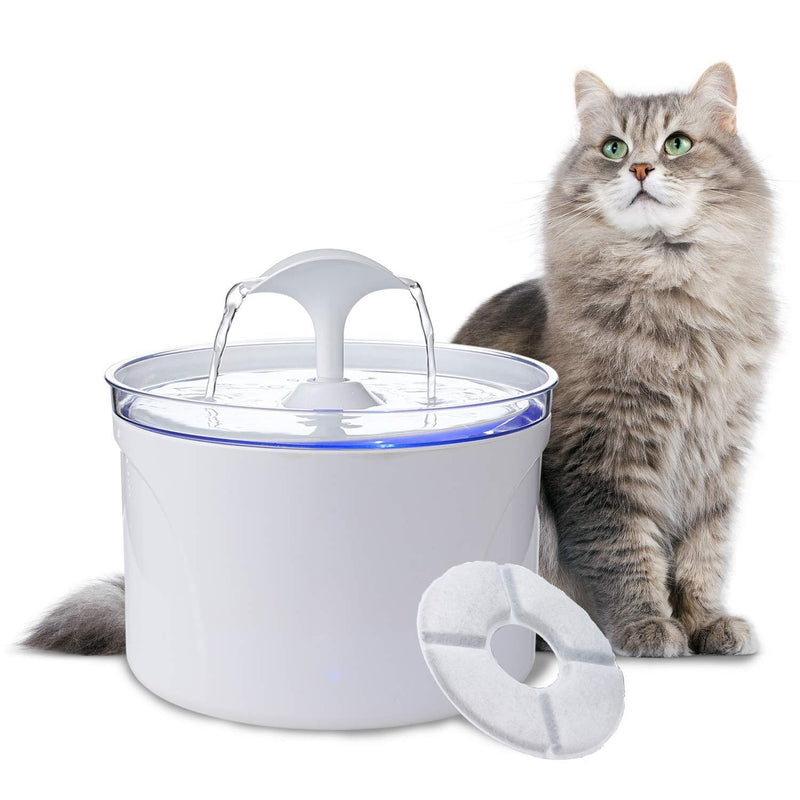 Hengu Cats Drinking Fountain, 2.5L Ultra Silent Water Fountain Dispenser for Cats, Kitten, Dogs, Pets with Night Light & Automatic Switch-off Function (With 1 Packs of Carbon Filters) - PawsPlanet Australia