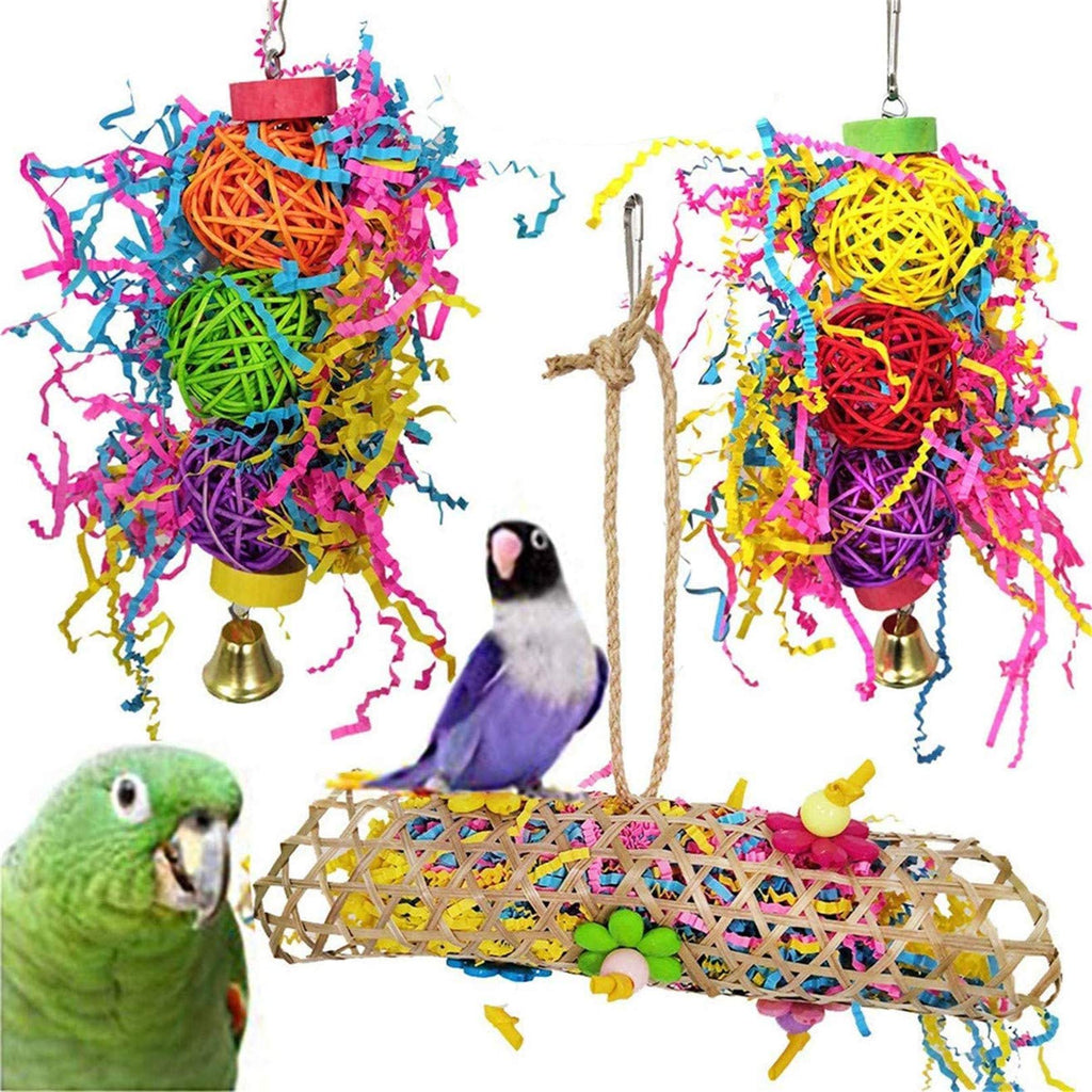 Bird Chewing Toys, Miumiu 3 Pack Bird Toys Parrots Cage Toys Hanging Swing Shredding Chewing Perches Parrot Toy Parrot Bite Toy for Parrots, Parakeets, Cockatiels, Conures, Macaws, Love Birds, Finches - PawsPlanet Australia