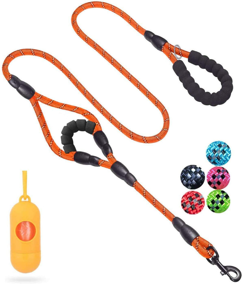 BB Brotrade Dog Leash,5 FT Heavy Duty Double Handle Dog Leash with Comfortable Padded and Reflective,Rope Dog Leashes for Small,Medium,Large Dogs (Orange) Orange - PawsPlanet Australia