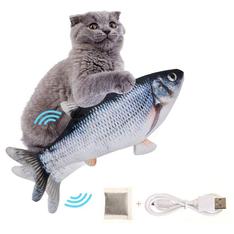 Moving Fish Cat Toy, Electric Flopping Cat Kicker Fish Toy, Catnip Fish Toys for Cats, Zippered Style, Realistic Plush Electric Wagging Fish Toys Simulation Interactive Funny Chew Toy for Cats - PawsPlanet Australia